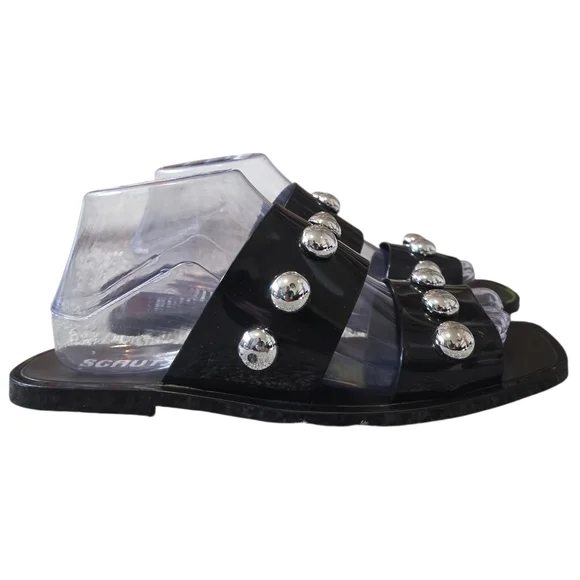 SCHUTZ Lizzie Studded Black Jelly Sandals 9 - Picture 2 of 13